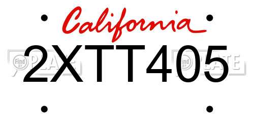 2XTT405 California License Plate