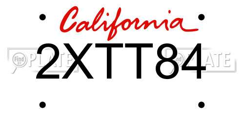 2XTT84 California License Plate