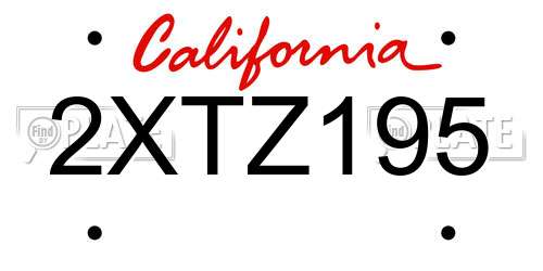 2XTZ195 California License Plate