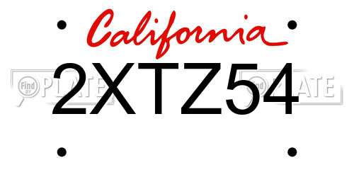 2XTZ54 California License Plate