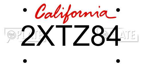 2XTZ84 California License Plate
