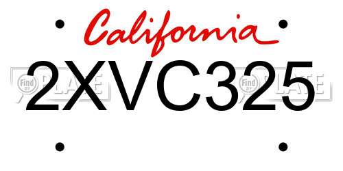 2XVC325 California License Plate