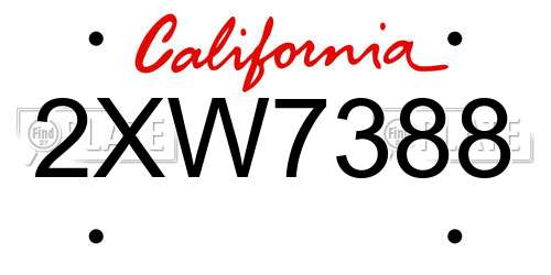 2XW7388 California License Plate