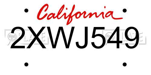 2XWJ549 California License Plate