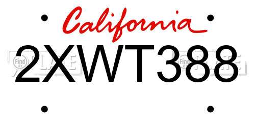 2XWT388 California License Plate