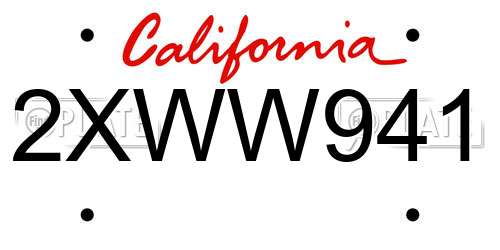 2XWW941 California License Plate