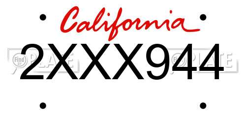 2XXX944 California License Plate
