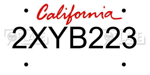2XYB223 California License Plate
