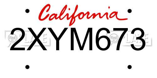 2XYM673 California License Plate