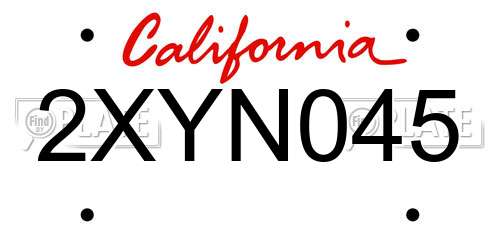 2XYN045 California License Plate