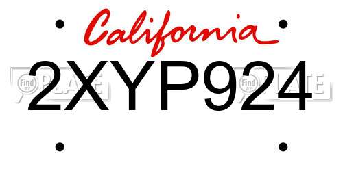 2XYP924 California License Plate