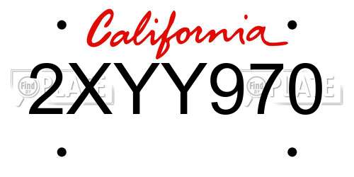 2XYY970 California License Plate