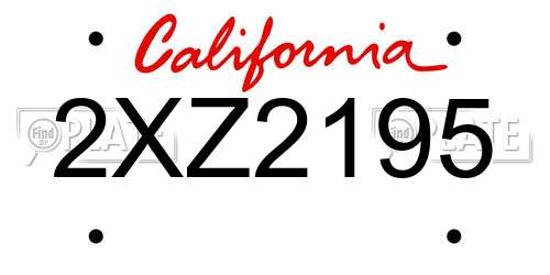 2XZ2195 California License Plate