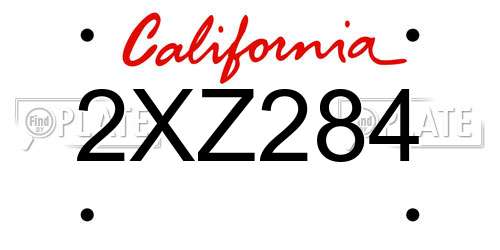 2XZ284 California License Plate
