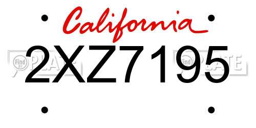 2XZ7195 California License Plate
