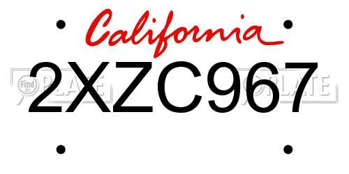 2XZC967 California License Plate