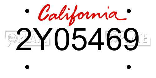 2Y05469 California License Plate