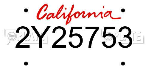 2Y25753 California License Plate