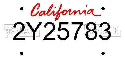 2Y25783 California License Plate