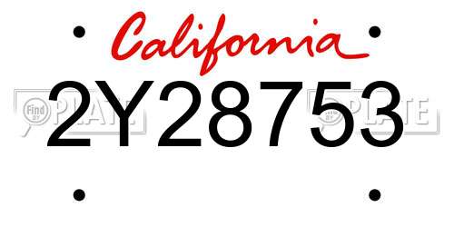2Y28753 California License Plate