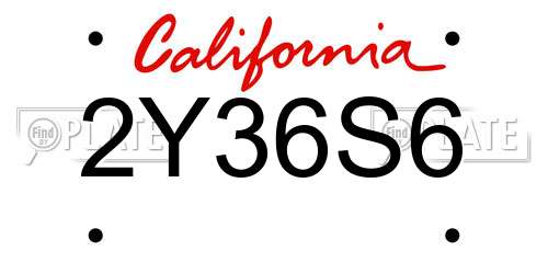 2Y36S6 California License Plate