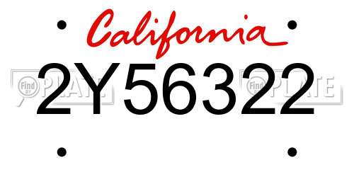 2Y56322 California License Plate
