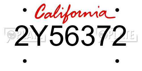2Y56372 California License Plate