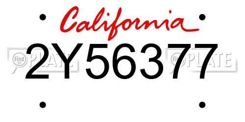 2Y56377 California License Plate