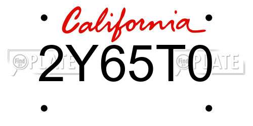2Y65T0 California License Plate