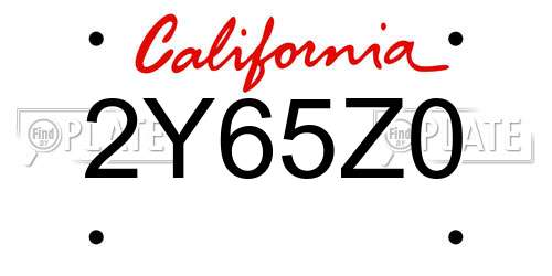 2Y65Z0 California License Plate
