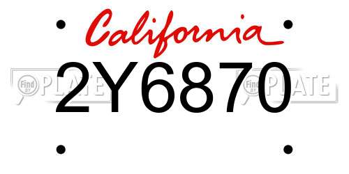 2Y6870 California License Plate