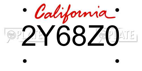 2Y68Z0 California License Plate