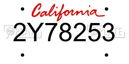 2Y78253 California License Plate