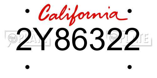2Y86322 California License Plate