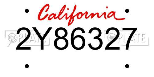 2Y86327 California License Plate