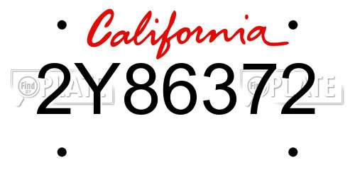 2Y86372 California License Plate