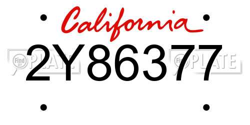 2Y86377 California License Plate