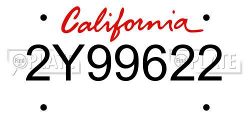 2Y99622 California License Plate