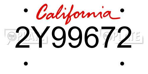 2Y99672 California License Plate