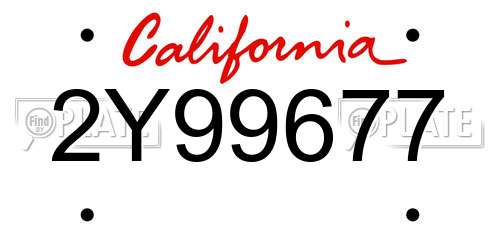 2Y99677 California License Plate