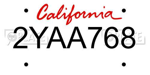 2YAA768 California License Plate