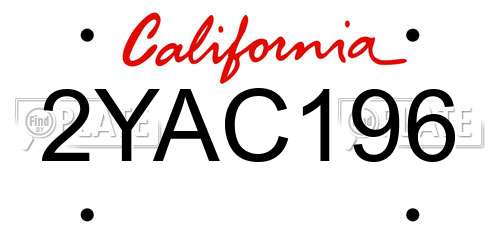 2YAC196 California License Plate