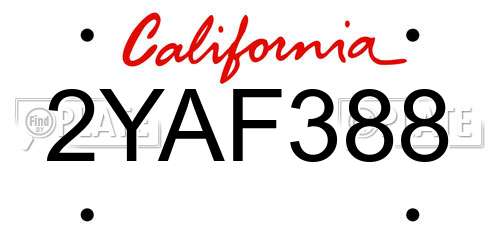 2YAF388 California License Plate