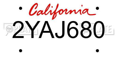 2YAJ680 California License Plate