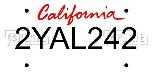 2YAL242 California License Plate
