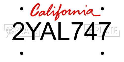 2YAL747 California License Plate