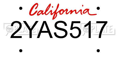 2YAS517 California License Plate