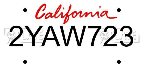 2YAW723 California License Plate