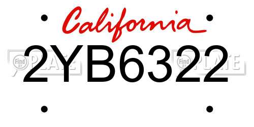 2YB6322 California License Plate