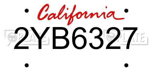 2YB6327 California License Plate